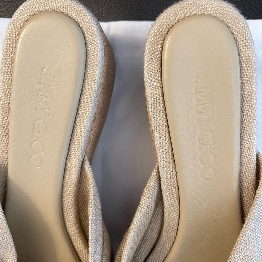 NEW JIMMY CHOO Avenue Crisscross Wedge Slide Sandals - Picture 4 of 12